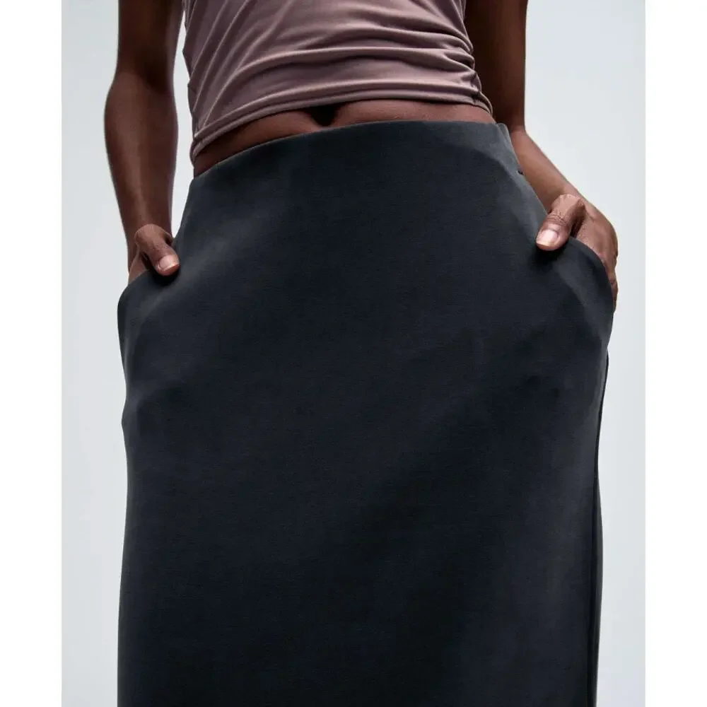 Lululemon Skirt Womens 4 Softstreme High Rise Midi Gray Sporty Chic Minimalist